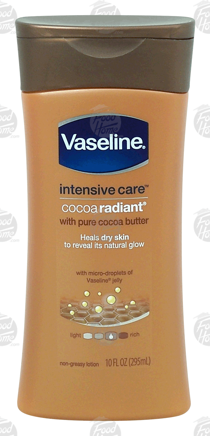 Vaseline intensive care cocoa radiant; with pure cocoa butter, non-greasy lotion with micro-droplets of vaseline jelly Full-Size Picture